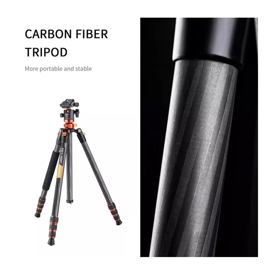 172cm Trípode Fibra de Carbono para Cámara - D255C4+BH-28L (SA255C1) - K&F  Concept