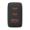 BASEUS Carregador Rápido c/ 1x Porta USB e 2x USB-C 65W (Preto)