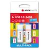 AGFAPHOTO Pen Drive USB 3.2 Gen1 Color Mix - 64GB (2 unidades)