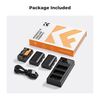 K&F CONCEPT Kit 3 Baterias LP-E6 2250mAh com Carregador triplo