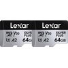 LEXAR Micro SDXC Silver Plus 205Mb/s Classe 10 V30 U3 UHS-I - 64GB (PACK 2 Unidades)