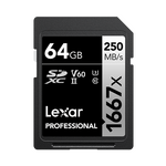 LEXAR Professional SDXC Pro 1667x 250MB/s Classe 10 V60 U3 UHS-II 4K - 64GB
