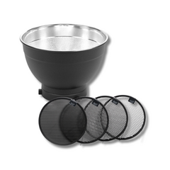 CARUBA Kit Panela Refletora 18cm + Colmeias 10&ordm;, 20&ordm;, 30&ordm;, 40&ordm; p/ Bowens