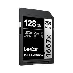 LEXAR Professional SDXC Pro 1667x 250MB/s Classe 10 V60 U3 UHS-II 4K - 128GB