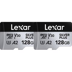 LEXAR Micro SDXC Silver Plus 205Mb/s Classe 10 V30 U3 UHS-I - 128GB (PACK 2 Unidades)