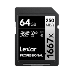 LEXAR Professional SDXC Pro 1667x 250MB/s Classe 10 V60 U3 UHS-II 4K - 64GB