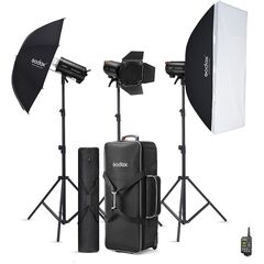 GODOX Kit Triplo Flash de Estúdio QT400IIM