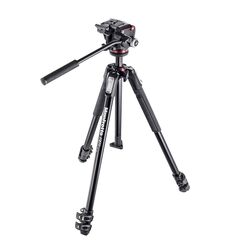 MANFROTTO Kit de Tripé de Alumínio 190X, 3 Seções, Cabeça Fluida de 2 Vias