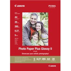 CANON Papel Fotogr&aacute;fico Plus Glossy II Canon PP-201 265g A4 - 20 folhas