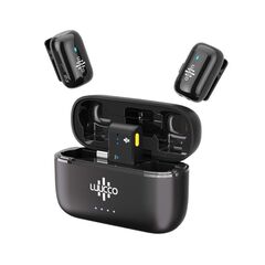 LUUCCO Kit 2 Microfones de Lapela Wireless MiniPods K2 USB-C - Preto