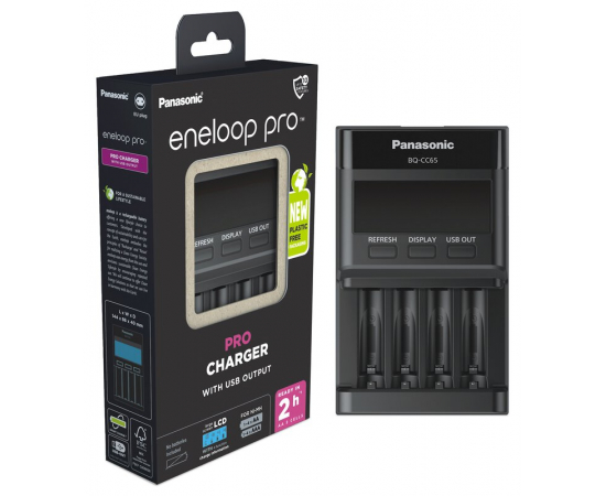 ENELOOP Pro Plastic FREE Carregador Profissional BQ-CC65 com LCD