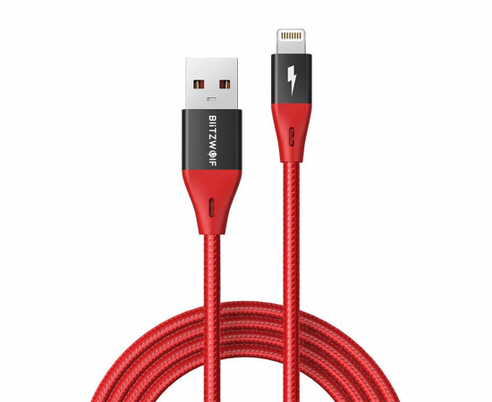 BLITZWOLF MF-10 Pro Cabo USB para Lightning Vermelho - 1.8m