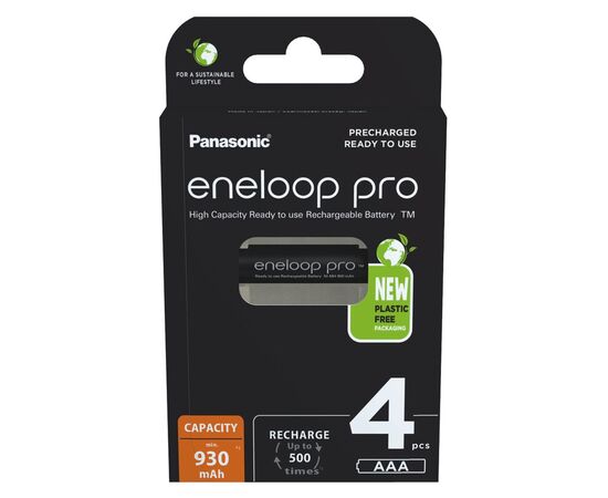 ENELOOP Pro Plastic FREE Pilha Recarregável R03 AAA 930mAh - 4 unidades