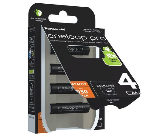 ENELOOP Pro Plastic FREE Pilha Recarregável R03 AAA 930mAh - 4 unidades