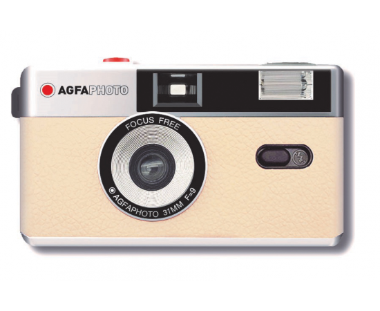 AGFAPHOTO Câmera fotográfica analógica reutilizável 35MM com flash (Sand beige)