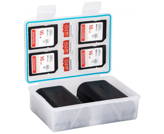 JJC Estojo para Baterias SD / microSD / XQD / Canon LP-E12 / Olympus BLS-5 BC-6