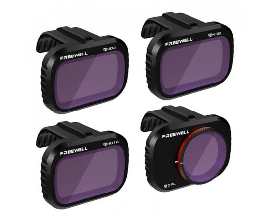 FREEWELL Conjunto de 4 Filtros ND4 + ND8 + ND16 + CPL para DJI Mini 2/ Mini 2 SE