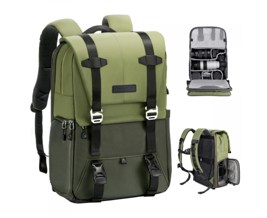 K&F CONCEPT Mochila para Equipamento Fotográfico KF13.087AV2 - 20L (Verde Exército)