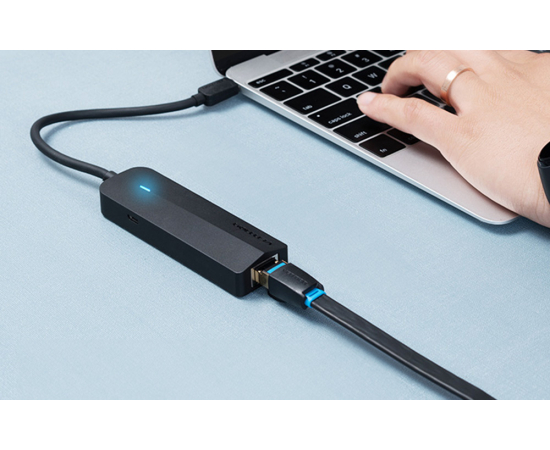 VENTION Hub USB-C para 3x USB 3.0/RJ45 - 0.15m