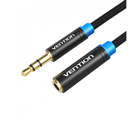 VENTION Cabo de Extensão de Conector de Áudio Jack 3.5mm Macho/Jack 3.5mm Fêmea (Preto) - 5m