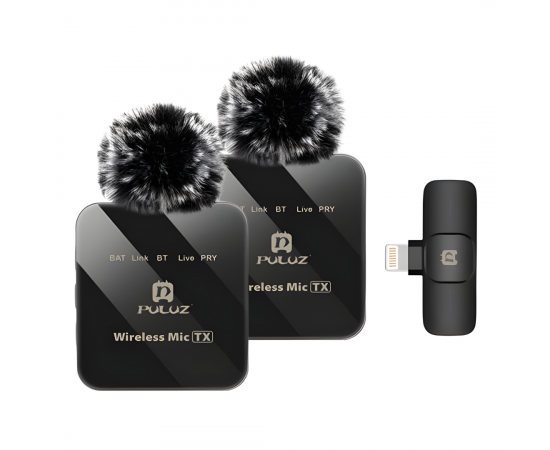 PULUZ Microfone de Lapela sem fio para lightning