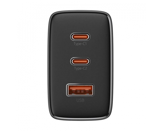 BASEUS Carregador Rápido c/ 1x Porta USB e 2x USB-C 65W (Preto)