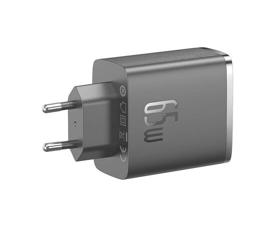 BASEUS Carregador Rápido c/ 1x Porta USB e 2x USB-C 65W (Preto)