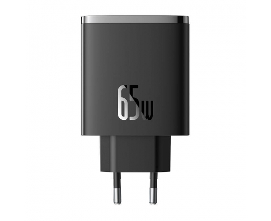 BASEUS Carregador Rápido c/ 1x Porta USB e 2x USB-C 65W (Preto)