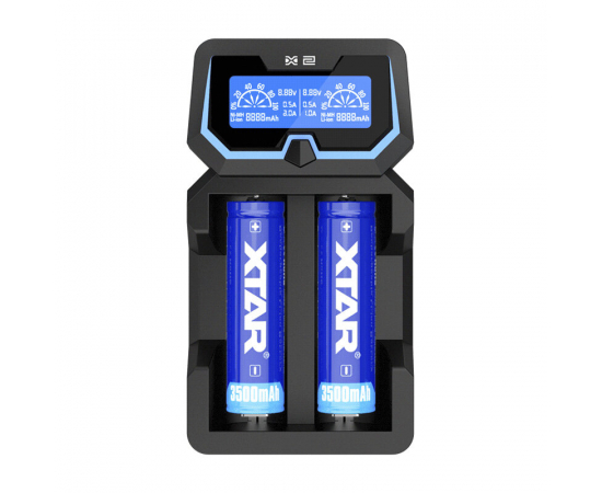 XTAR Carregador para Baterias Cilíndricas Iões de Lítio 18650 X2