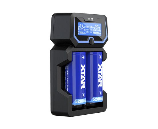 XTAR Carregador para Baterias Cilíndricas Iões de Lítio 18650 X2