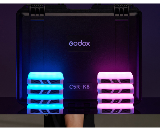 GODOX Kit 8 LED RGB Pocket C5R-K8 com Mala de Carregamento