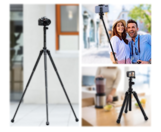 K&F CONCEPT A255A4 Tripé Portátil com Selfie-Stick e Suporte Smartphone