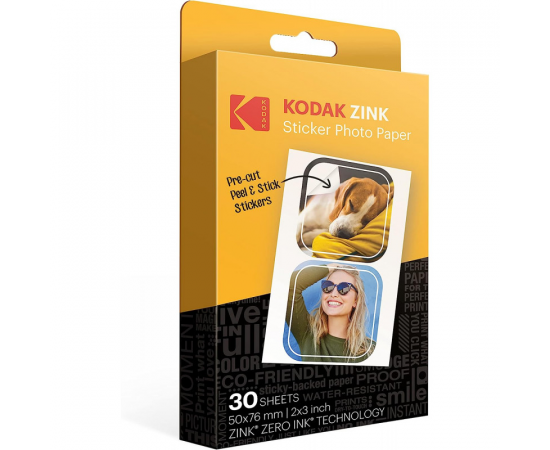 KODAK Zink Papel Autocolante 2x3  - Pack de 30