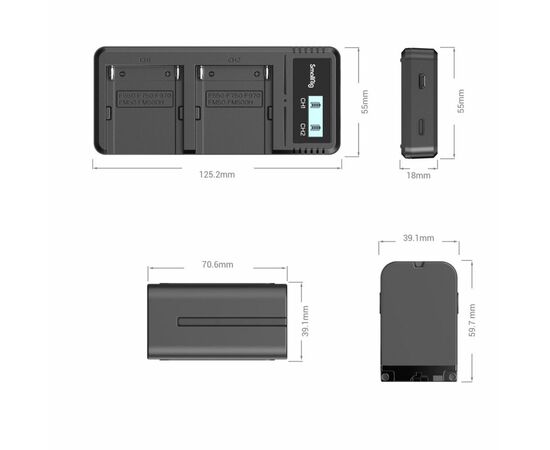 SMALLRIG 3823 Kit Carregador + 2 Baterias NP-F970 7800mAh