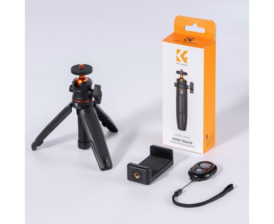 K&F CONCEPT Tripé Portátil com Selfie-Stick Bluetooth MS02 + Suporte Smartphone - Preto