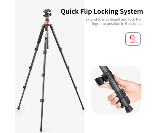 K&F CONCEPT Tripé / Monopé de Carbono D254C1+ Cabeça de Bola BH-28L
