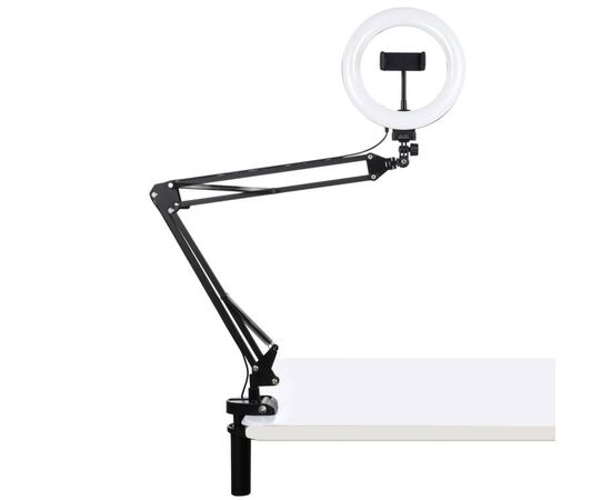 PULUZ Iluminador Anelar com Boom Arm LED Vlogging Ring PKT3089B 20cm