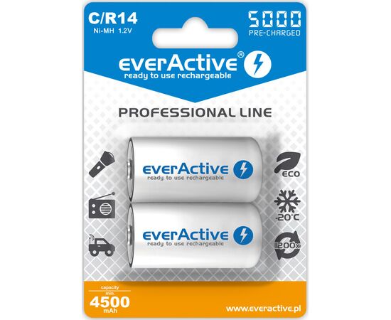 EVERACTIVE Pilha Recarregável C/R14 1.2V 5000mAh - 2 unidades