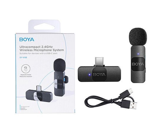 BOYA Microfone Lapela Wireless BY-V10 USB-C