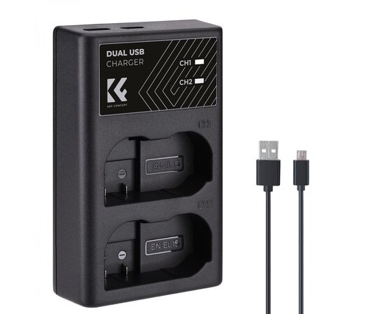 K&F CONCEPT Kit Carregador duplo + 2 baterias EN-EL15/EN-EL15a/EN-EL15b