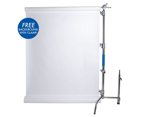 SAVAGE Kit C-Stand Aço Inoxidável 290cm com Braço Inclinável e Fundo Branco
