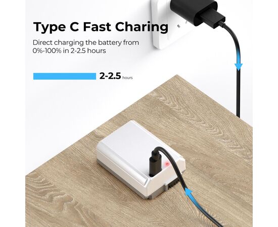 K&F CONCEPT Bateria com Carregamento USB-C NP-FW50 1100mAh