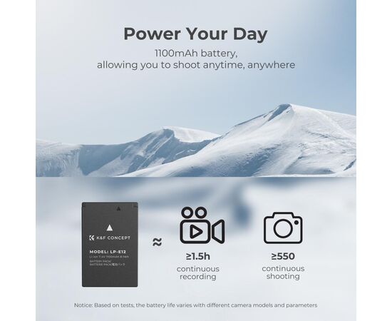 K&F CONCEPT Kit Carregador duplo + 2 baterias LP-E12