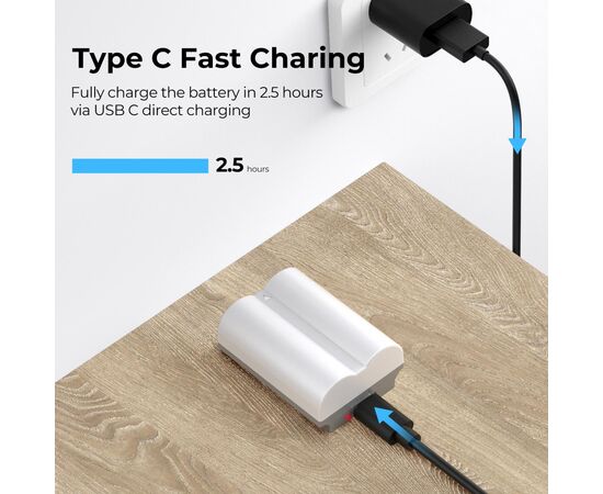 K&F CONCEPT Bateria com Carregamento USB-C NP-W235 2400mAh