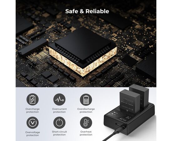 K&F CONCEPT Kit Carregador duplo + 2 baterias NP-W126S