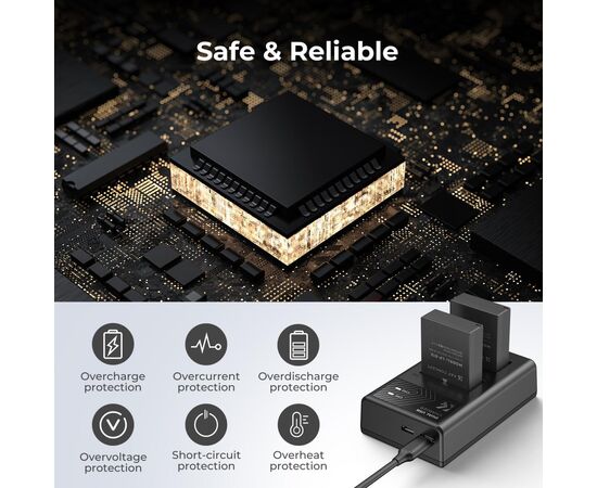 K&F CONCEPT Kit Carregador duplo + 2 baterias LP-E12