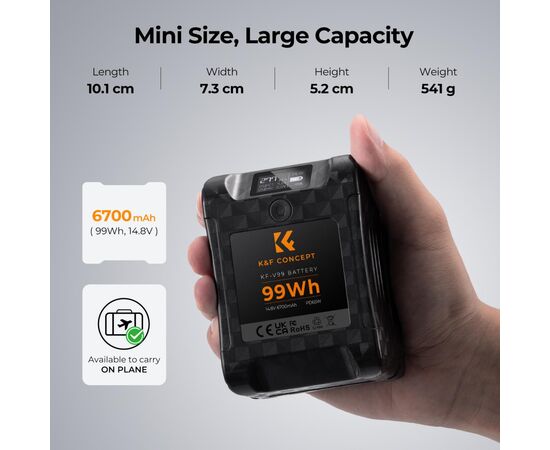 K&F CONCEPT Bateria 99Wh V-Mount 6700mAh