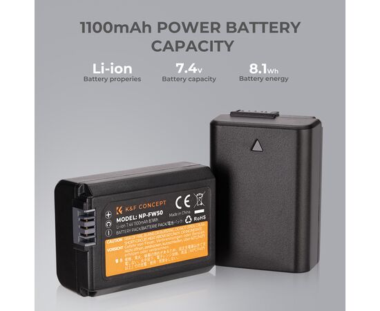K&F CONCEPT Bateria NP-FW50 1100mAh