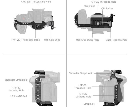 SMALLRIG 4825 Cage Kit HawkLock Quick Release para Panasonic Lumix GH7/GH6