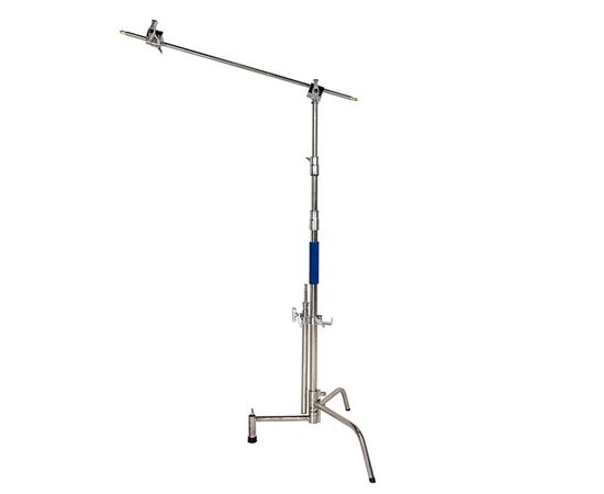 SAVAGE Kit C-Stand Aço Inoxidável 290cm com Braço Inclinável e Fundo Branco